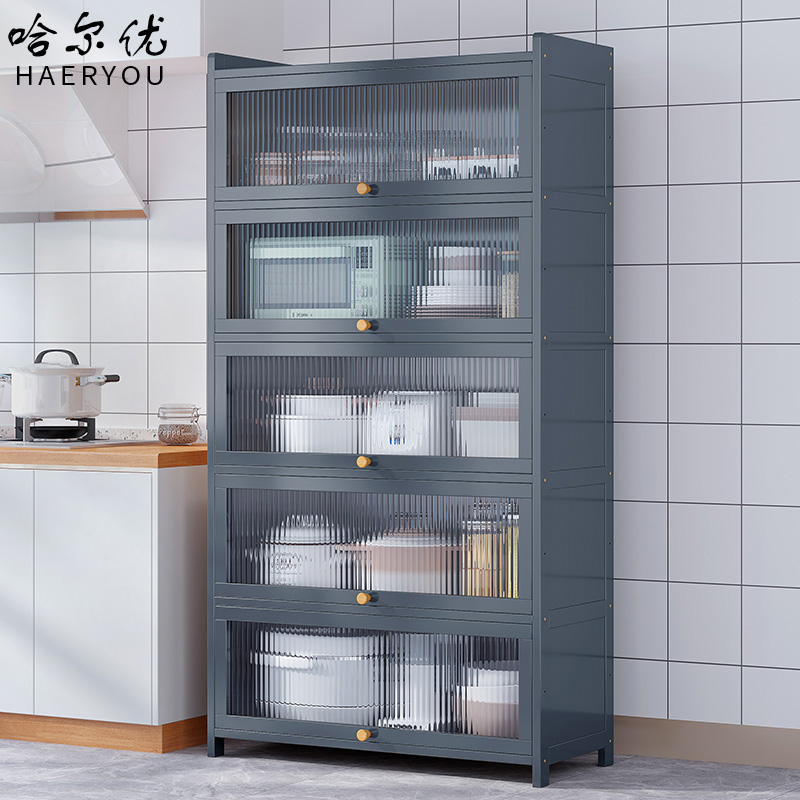 餐边柜储物柜一体靠墙轻奢置物架落地多层家用厨房收纳柜简易碗柜