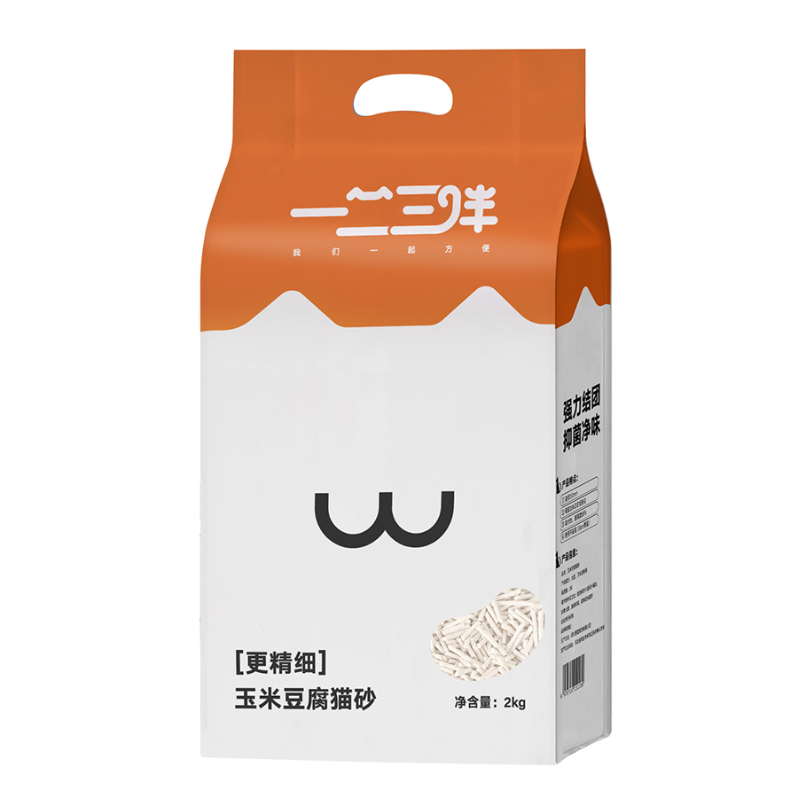 一二三伴豆腐猫砂超萌好物洁净无尘2kg净味除臭快速吸水结团冲厕