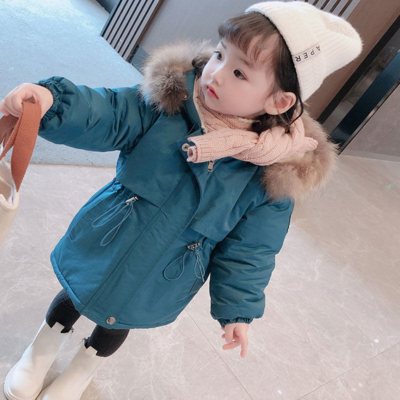 女童中长款保暖毛内胆加衣儿童加绒加厚女宝宝派克服冬季外套