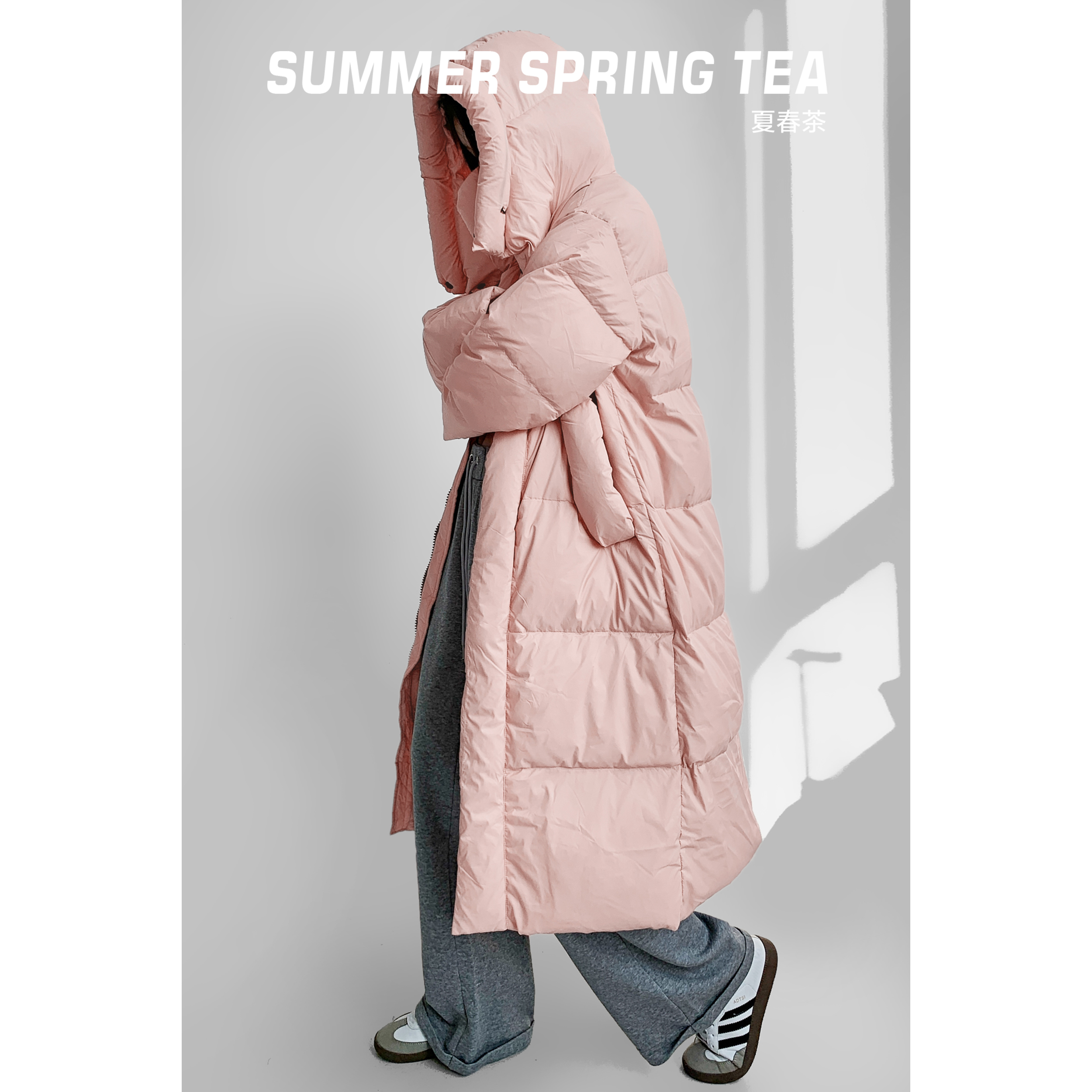 夏春茶白鸭绒2024冬季中长款过膝羽绒服女宽松加厚oversize外套潮