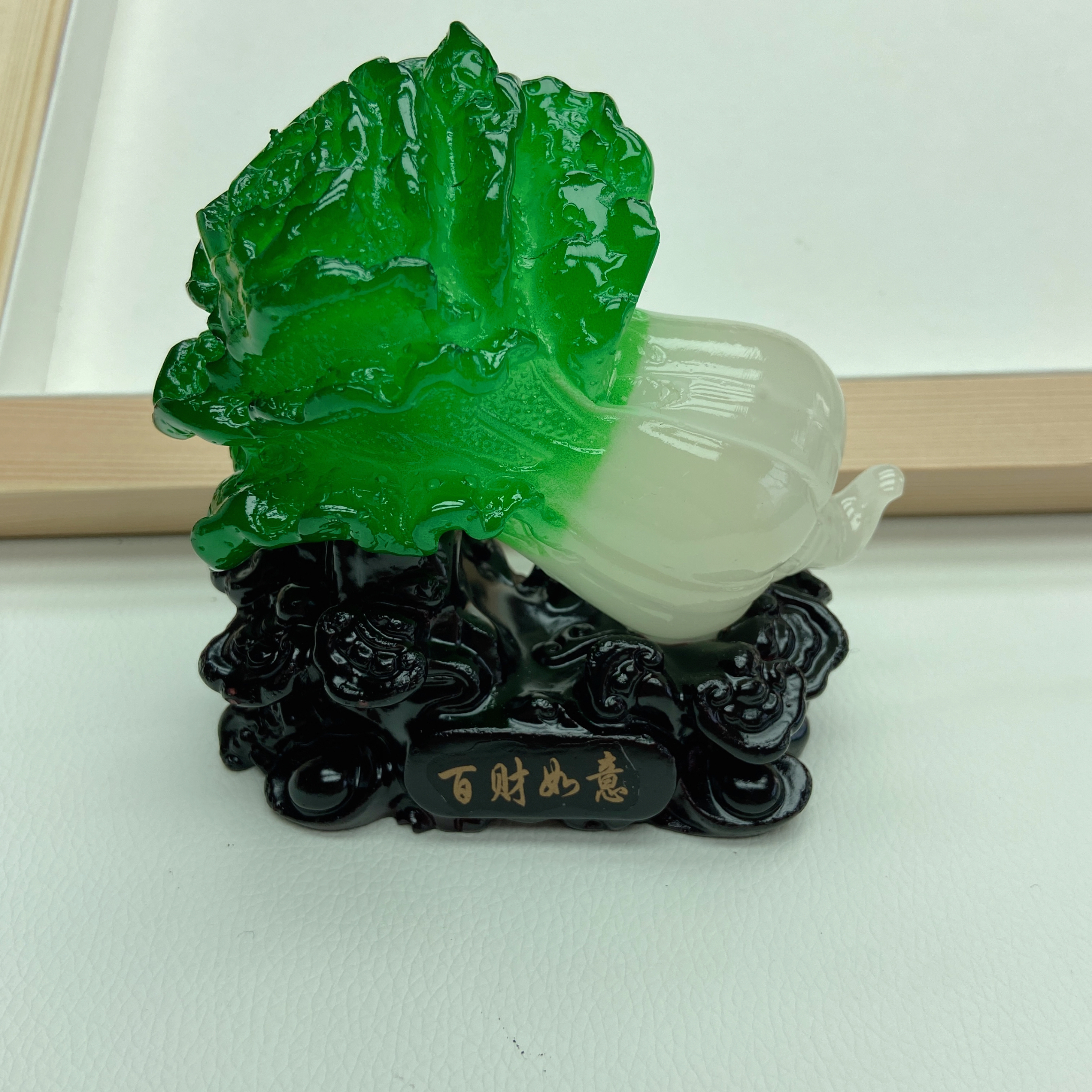 非金属婚庆饰品 【喵淼】国风绿色白菜如意摆件