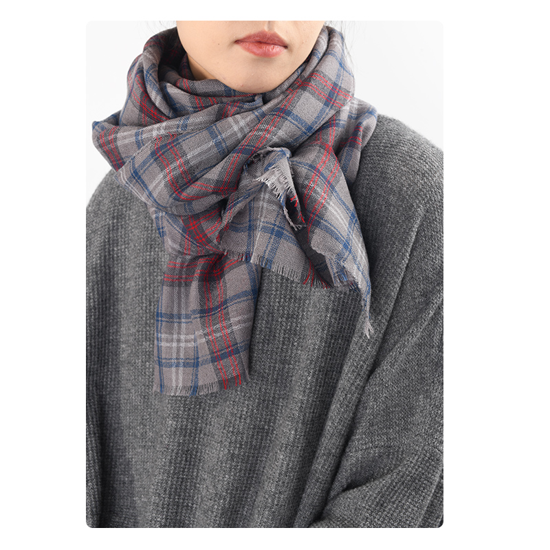 新欧美定制新色精纺羊毛色织苏格兰格纹复古百搭围巾大尺寸披肩
