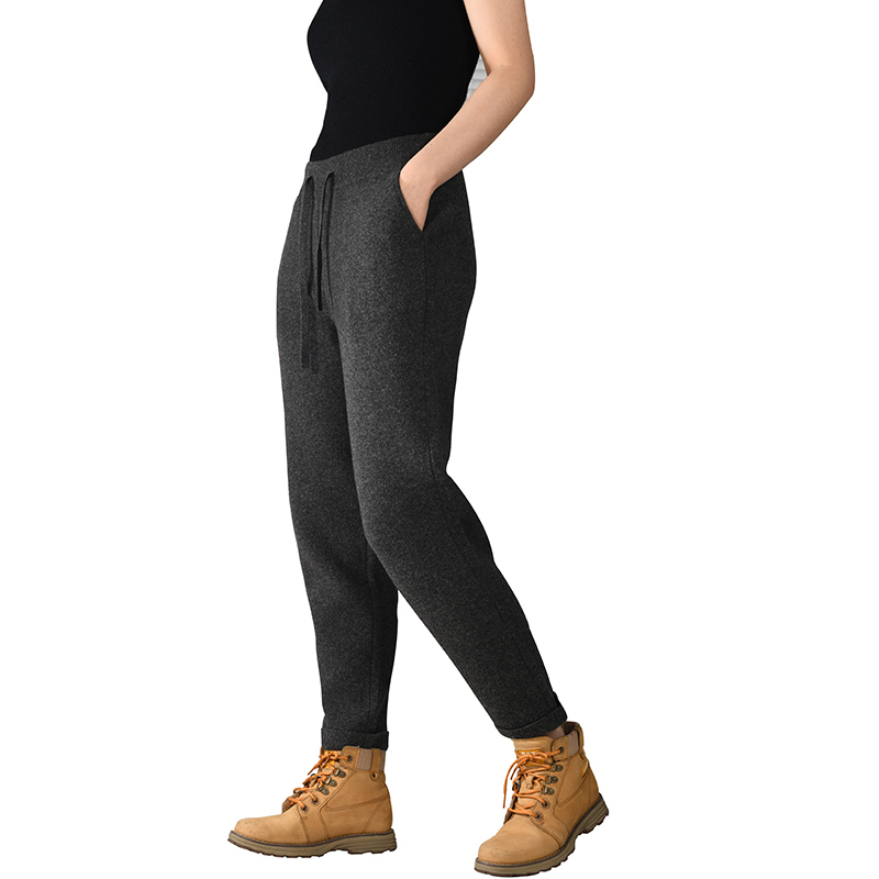 秋冬加厚北欧定纺纱线精梳色纺工艺休闲保暖耐磨牦牛绒烟管裤