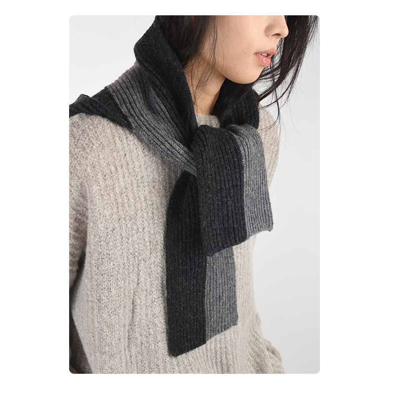 秋冬北欧定制针织加厚百搭灰色复古羊毛围巾连帽