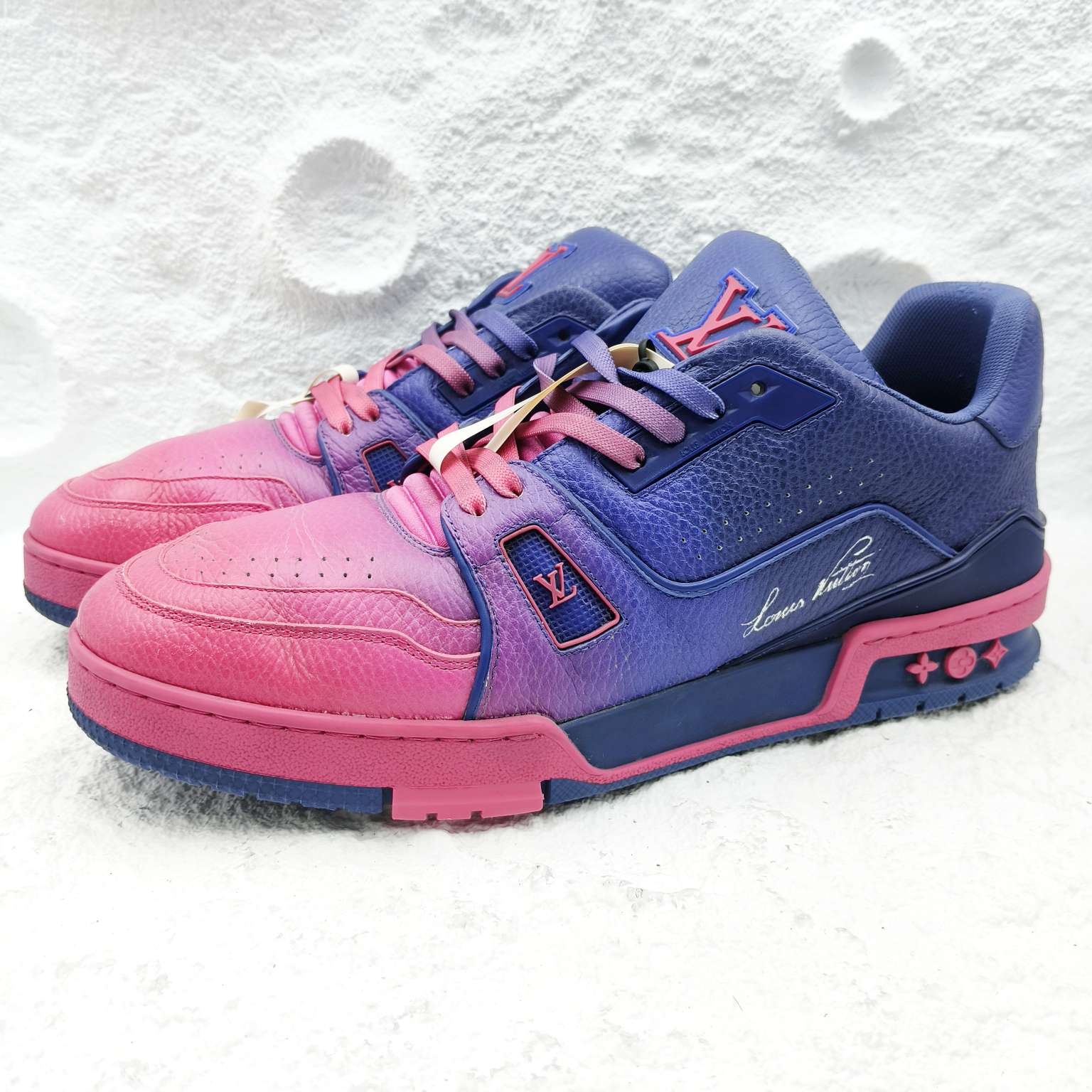 99新 LouisVuitton/路易威登 9码/43码/粉紫渐变色Trainer板鞋