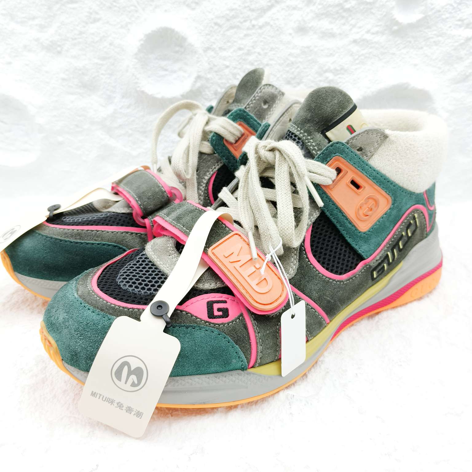 95新 GUCCI/古驰 8码/42/复古跑鞋绿色