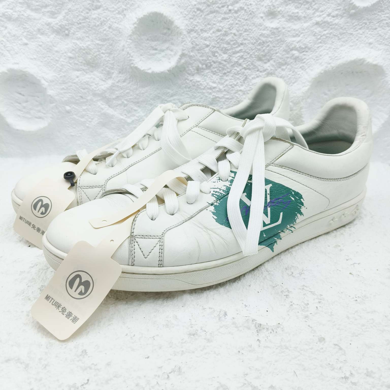 90新 LouisVuitton/路易威登 8码/42码/绿色油漆印花板鞋