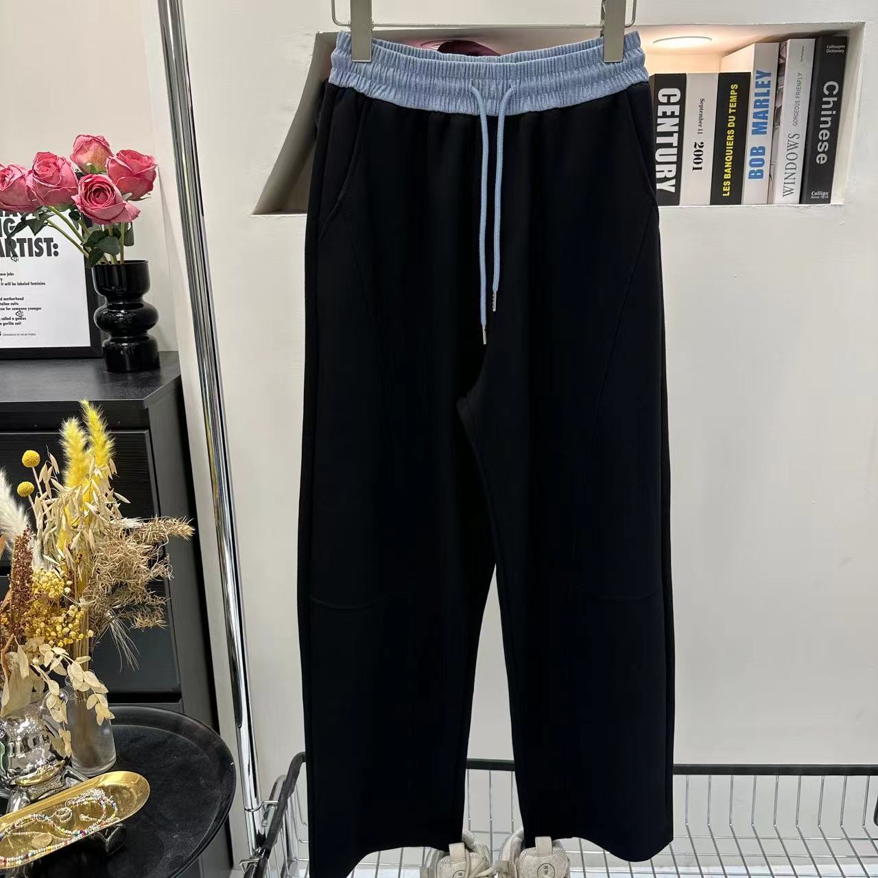 【吖吖三号店】新款女装拼牛仔休闲裤 G2201