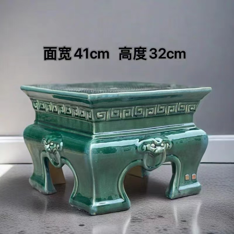 石湾陶瓷底座岭南盆景摆放底座手工制作高温烧制花架大方台面