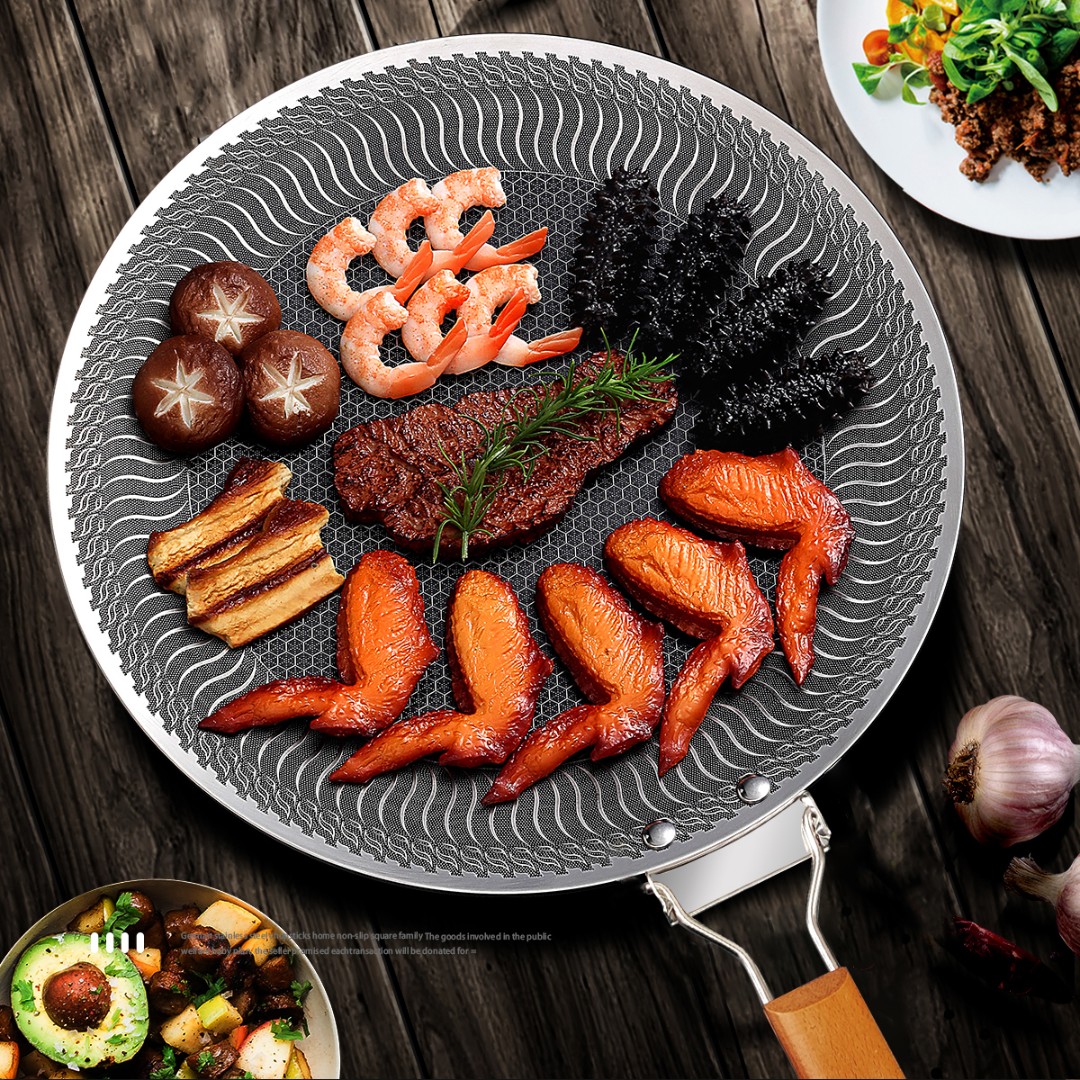 家庭加热316不锈钢烤盘 家用铁板烧韩式烤煎肉锅不粘34cm