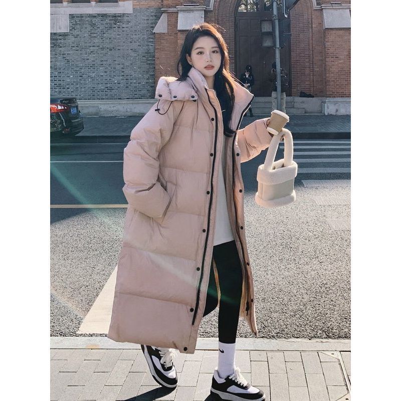 雪中飞粉色羽绒服女冬季2023年新款韩版中长款时尚加厚爆款过膝学