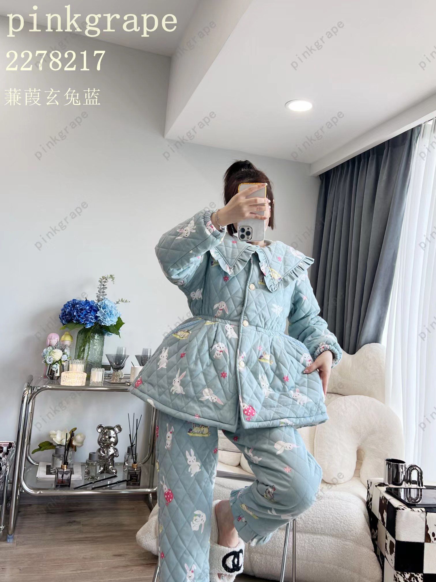 pinkgrape女冬款三层加厚学生夹棉睡衣时尚减龄外穿显瘦家居服