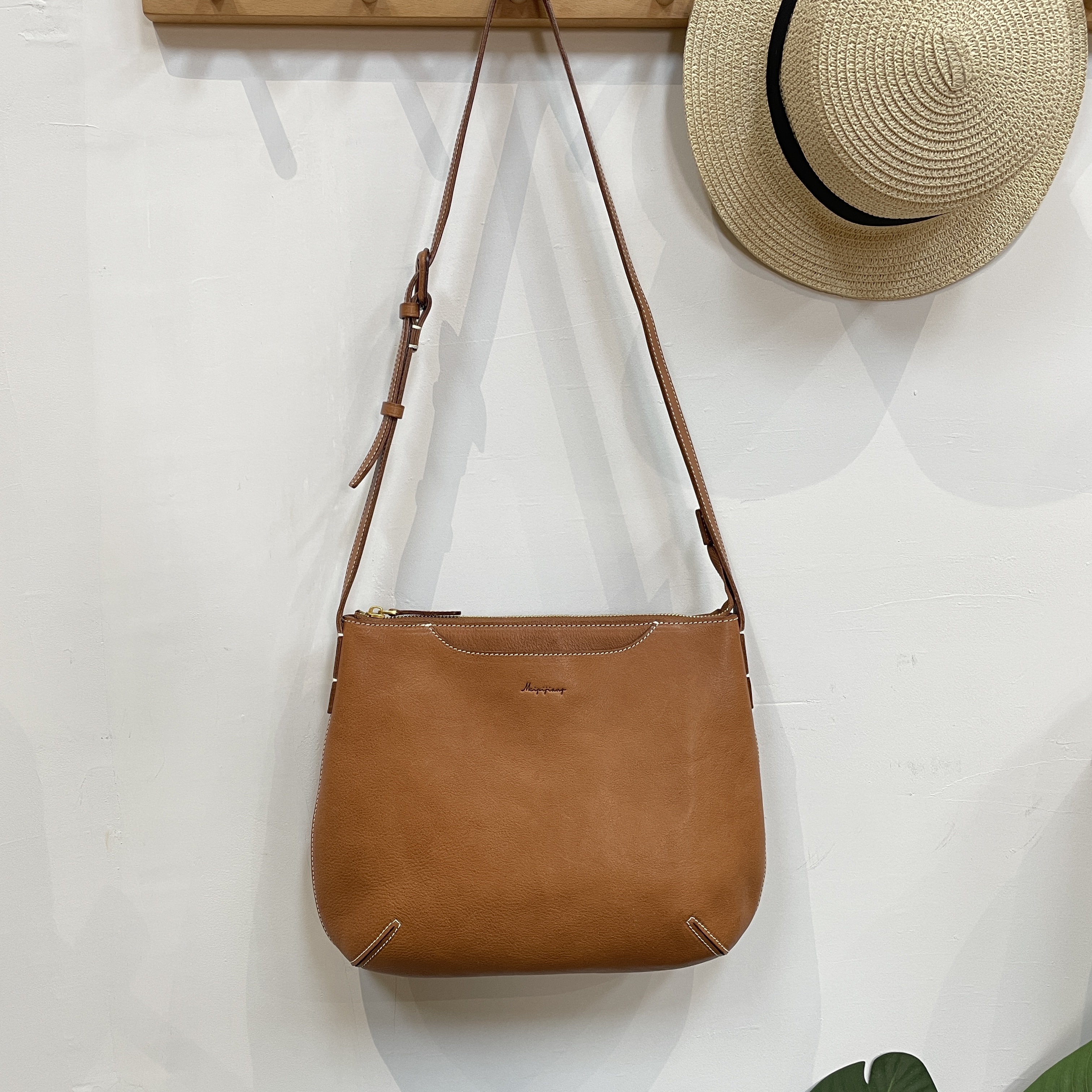 美皮匠西瓜包手工皮具Mbox牛皮斜挎包复古真皮小众设计师休闲女包