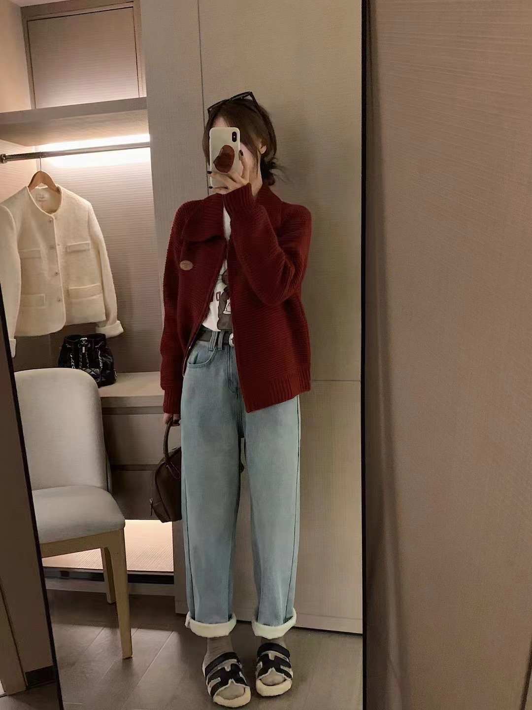 【思美乐】新款加绒加厚复合男友裤99155(配腰带）