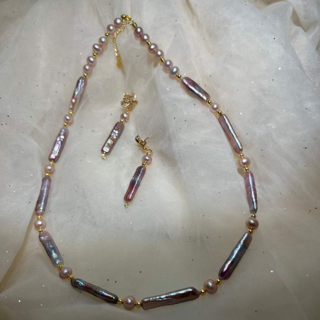 合金项链 小众原创 紫色小银条项链 不撞款