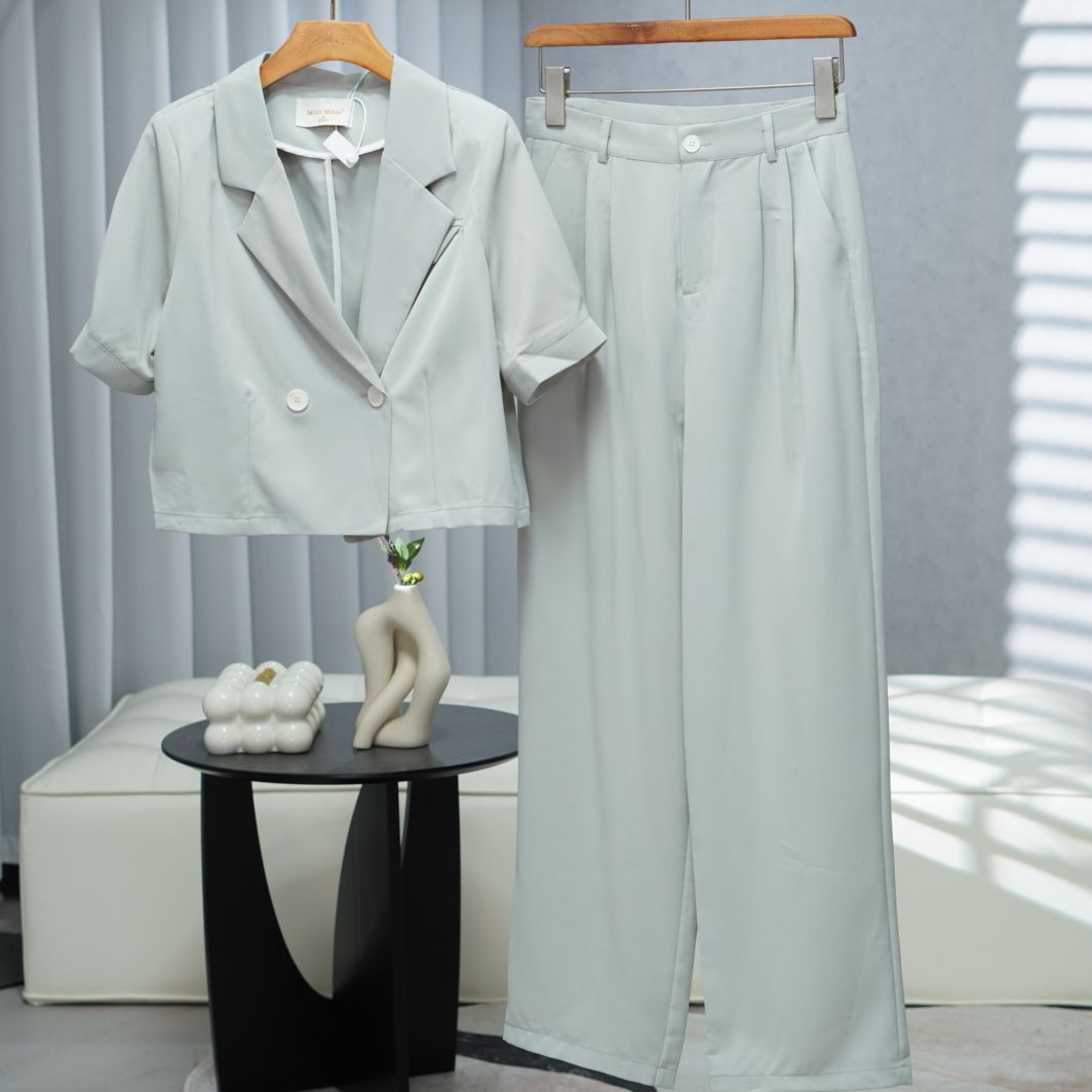 MM系列   E234   女装简约时尚夏季短袖套装云母灰X6QZ893