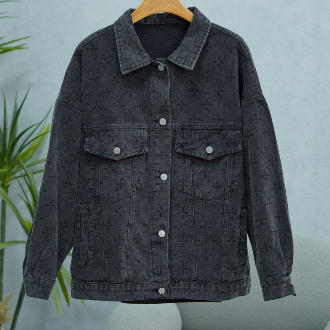 MM系列   E538   女装简约时尚春秋牛仔外套黑色Q6MJ10036