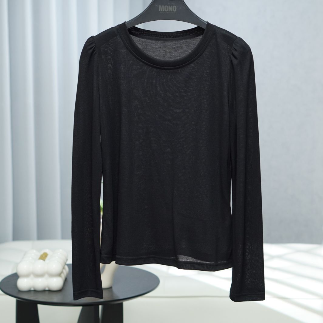 同伊系列    WE562   女装时尚撤柜上衣针织打底衫黑色F211102