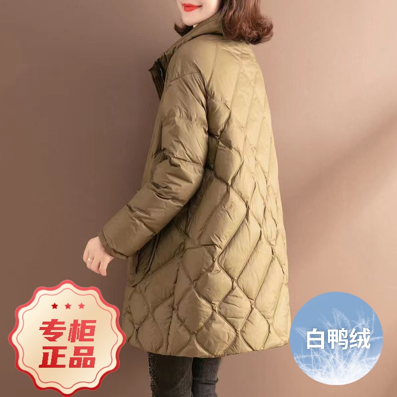 波司澄羽绒服2023新款白鸭绒女款女士季立领韩版中长款宽松大码外