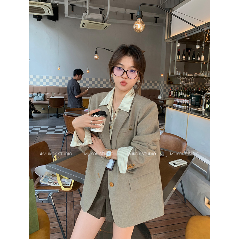 MUKOK 柏林秋叶~高级感廓形西装外套复古宽松休闲西服