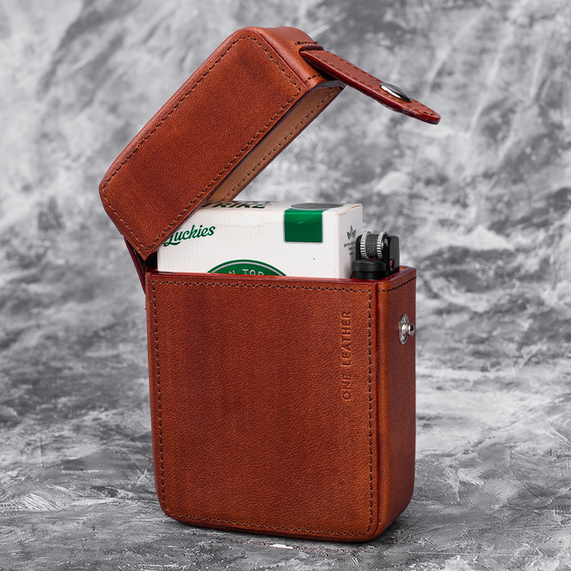 one leather/一皮烟盒20支装便携创意真牛皮内置火机位king系列