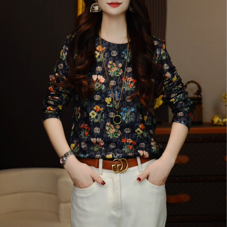 【南油艳公子】烟暖初妆澳绒加厚秋冬宽松百搭常规袖打底衫24120504