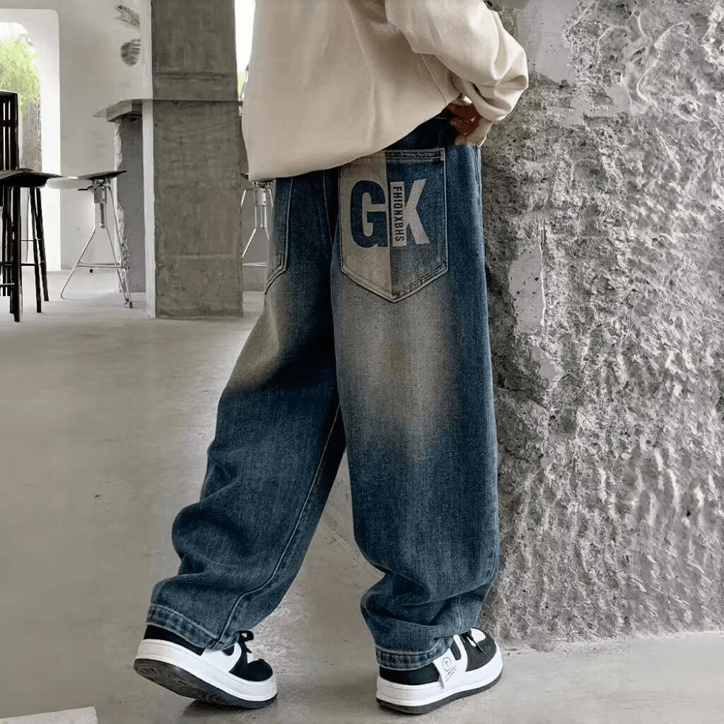 男童牛仔裤春秋2024新款洋气儿童长裤中大童宽松休闲男孩直筒裤子