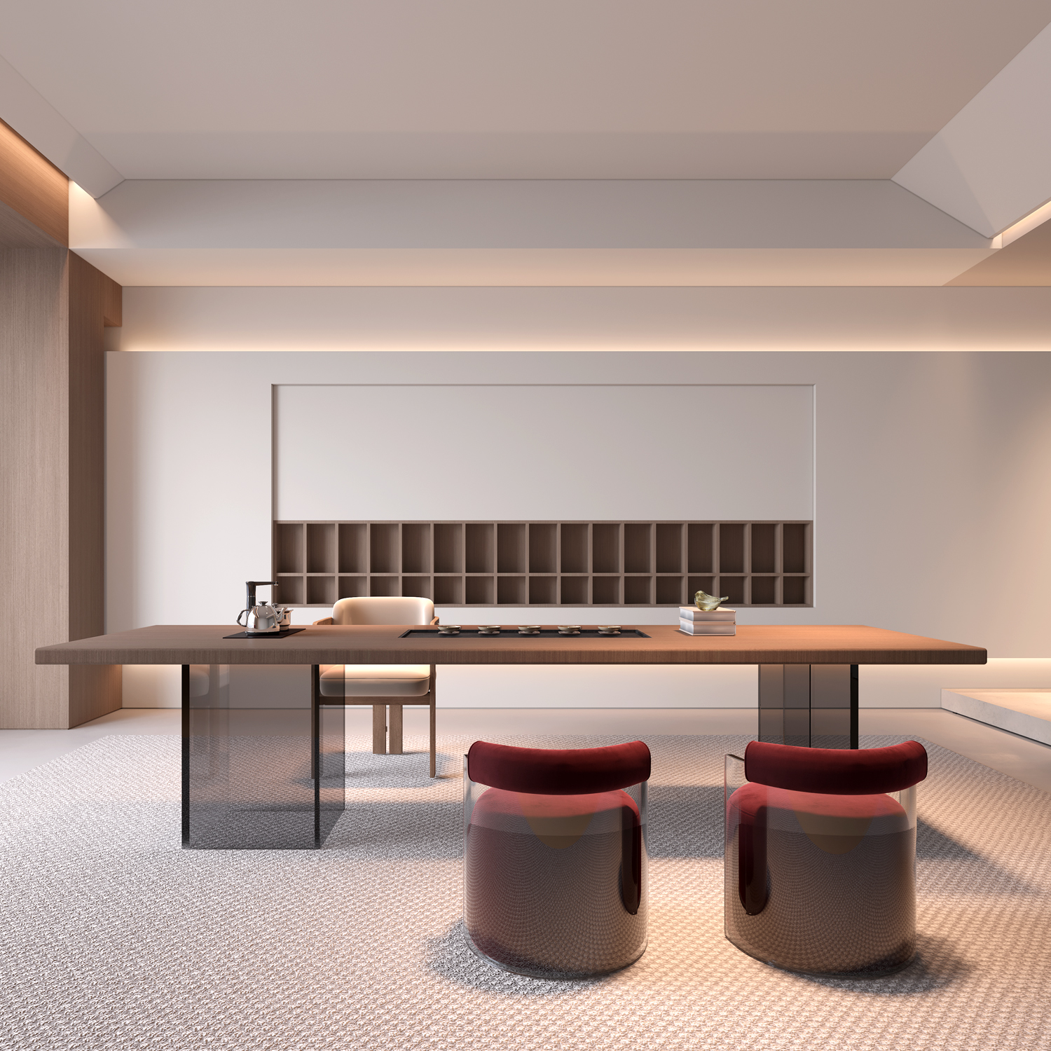 亚克力茶台茶桌椅组合2024新款烧水壶一体嵌入式泡茶桌实木大板桌