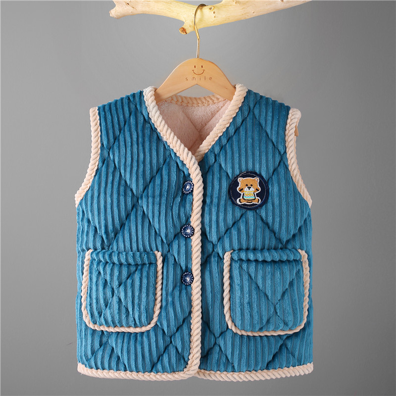 三层儿童马甲秋冬加厚绒夹棉男孩坎肩女童法兰绒小宝宝背心婴幼儿