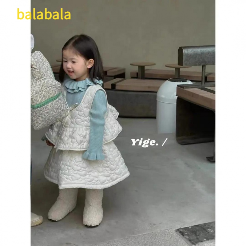 2024新品巴拉巴拉【现现】女童秋冬装夹棉套装裙儿童中小童毛衣马甲