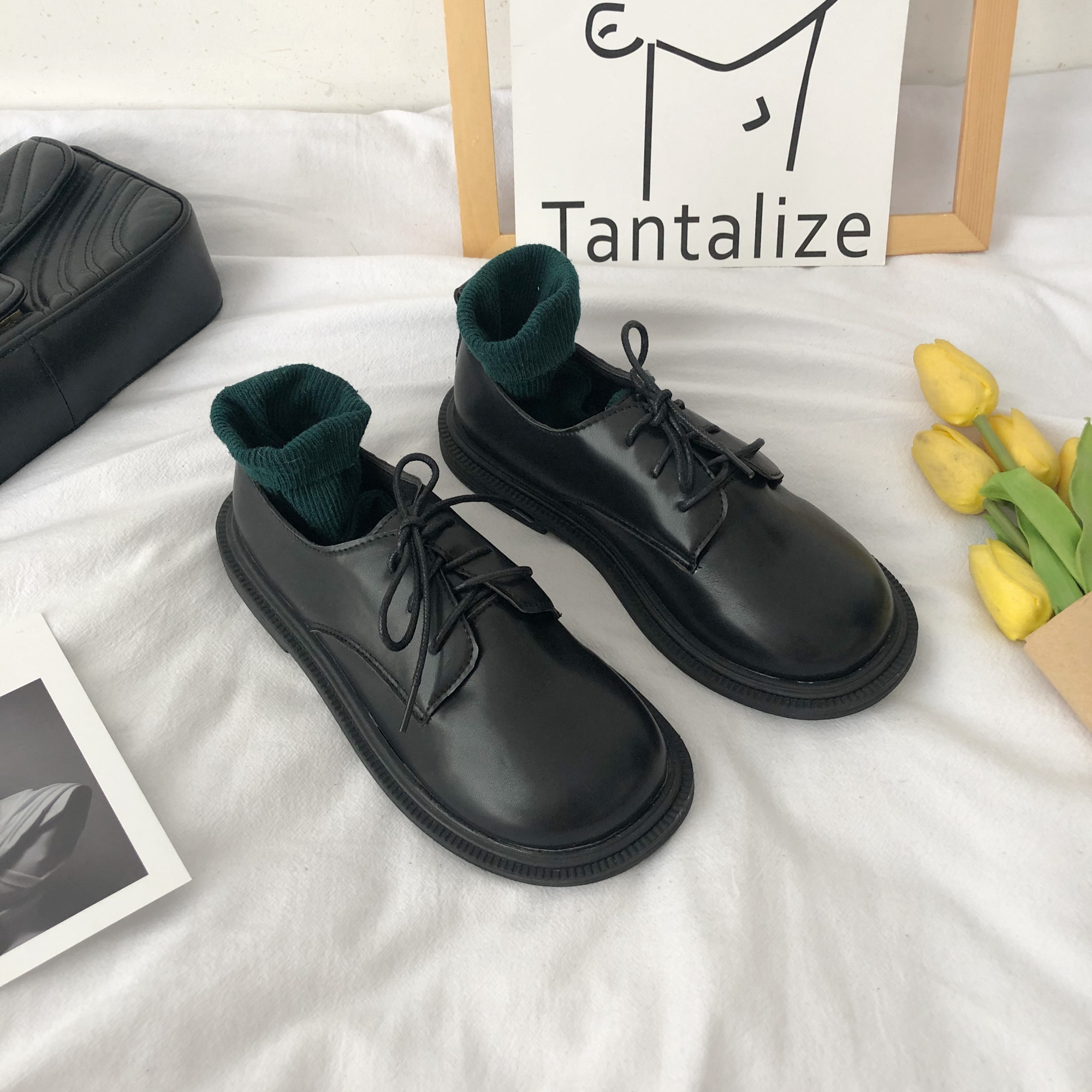夏季小皮鞋女韩版百搭复古英伦风日系大头鞋圆头可爱娃娃系带平底