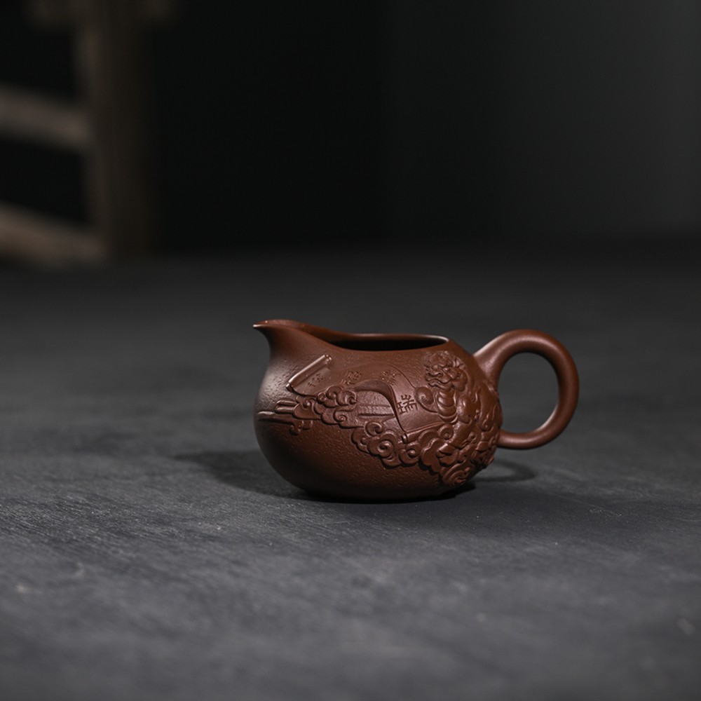 西美宸器紫砂浮雕 瑞兽系列 纯手精修 《瑞端》 麒麟 献瑞公道杯
