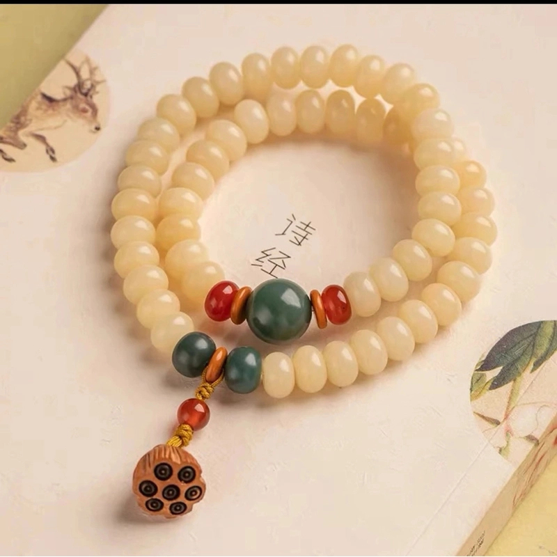 【奶油白】菩提根手持算盘珠56颗