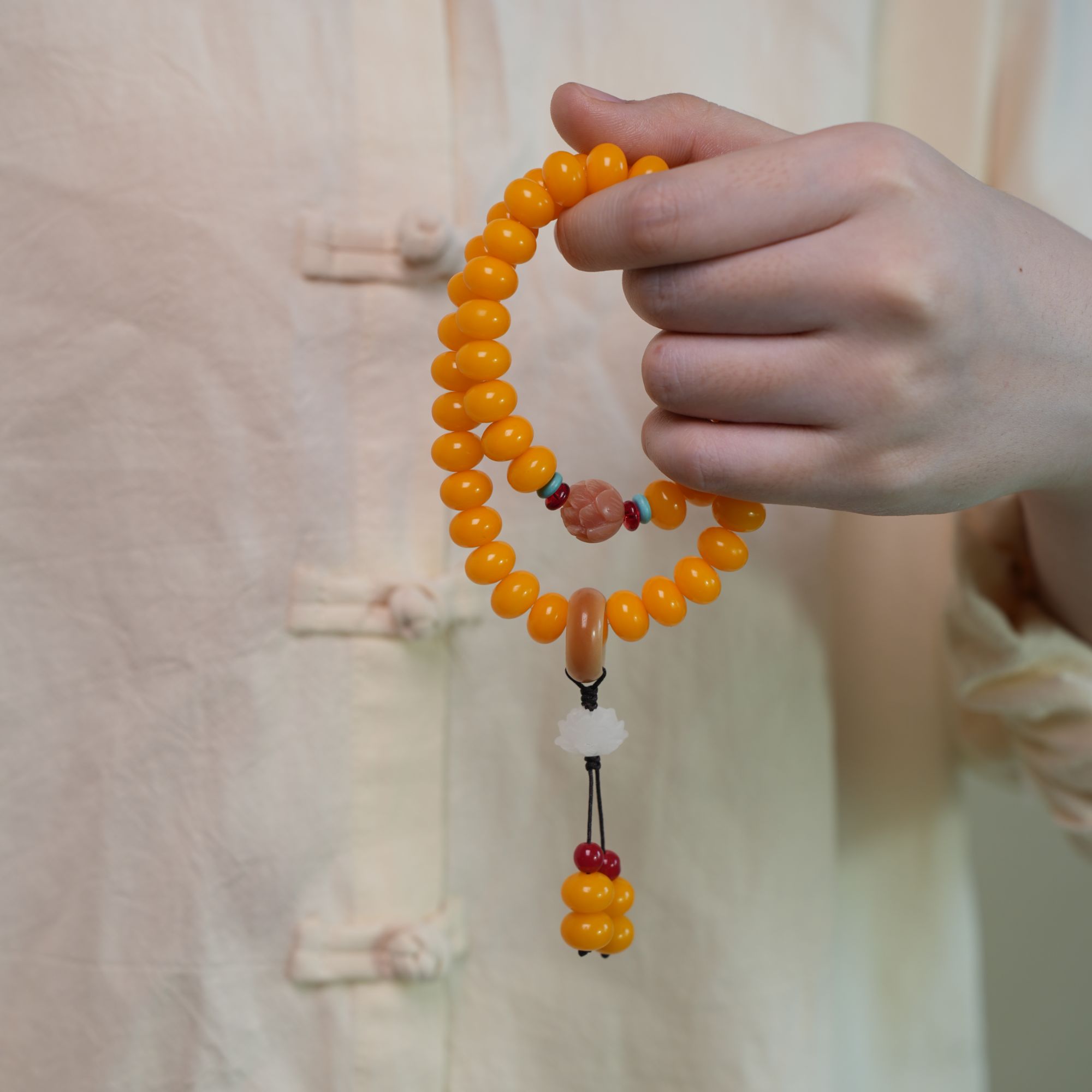 【好运连连】黄菩提算盘珠手串手持 原创设计 男女同款规格8*11mm