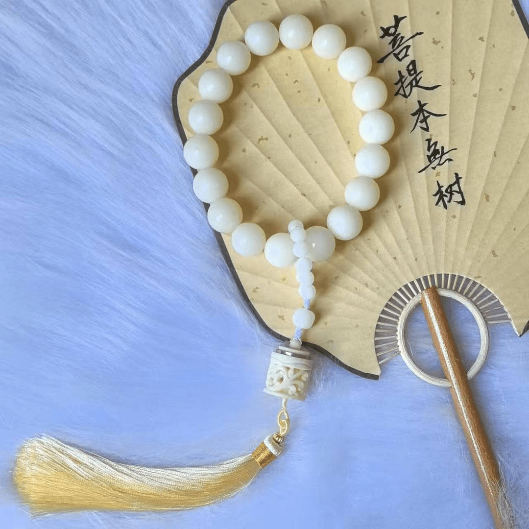 原生态白菩提手持18mm18颗菩提子大尺寸圆珠文玩牙果镂空香囊
