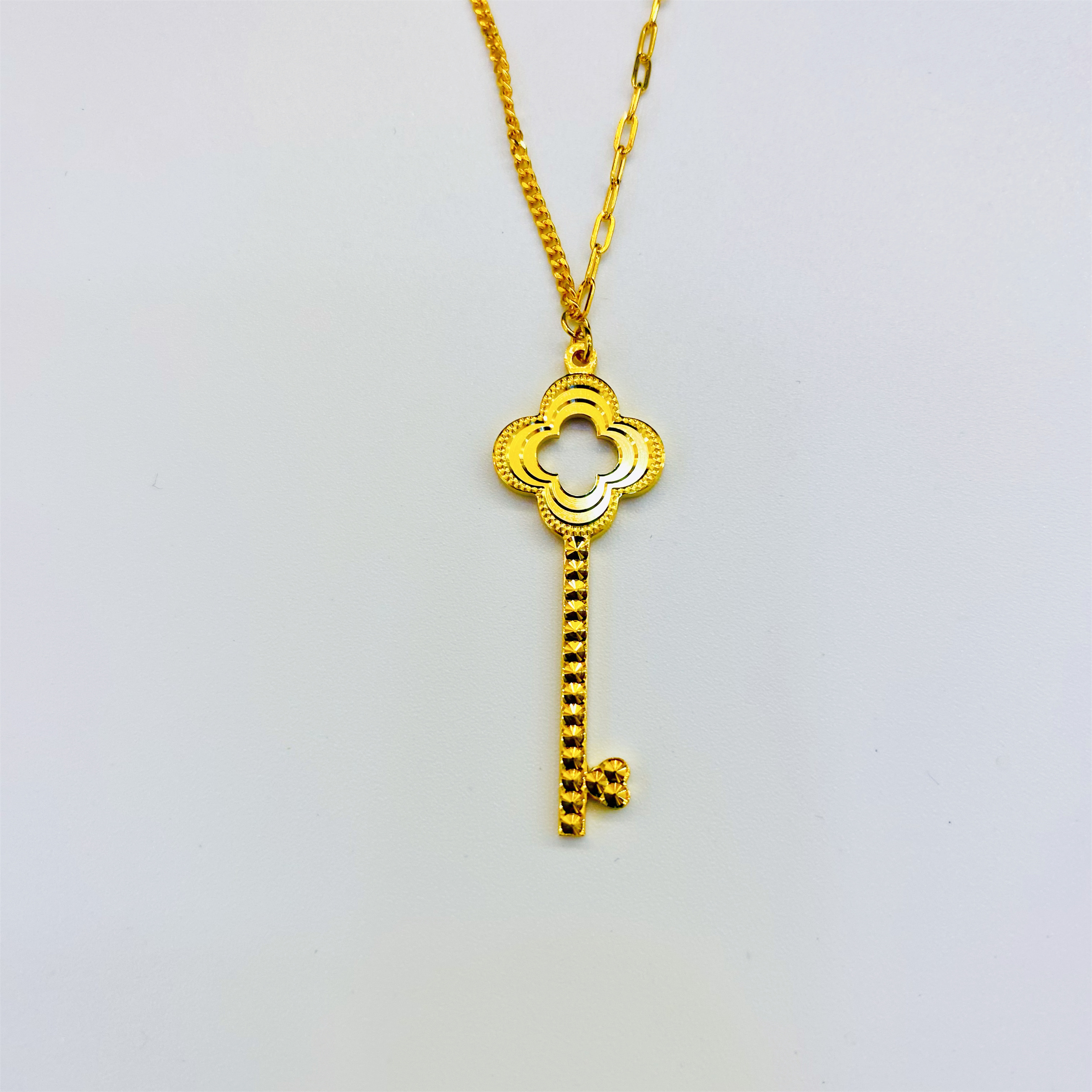 hongjue JEWELRY/鴻爵珠宝足金钥匙项链黄金