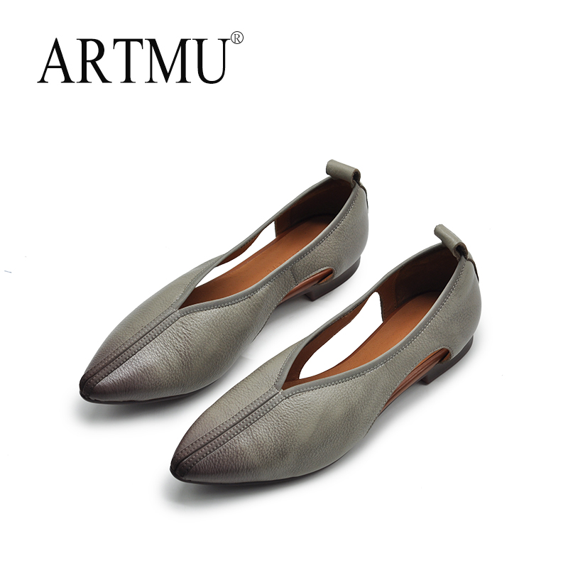 Artmu阿木原创复古尖头镂空单鞋百搭包头凉鞋软底妈妈鞋2688-90