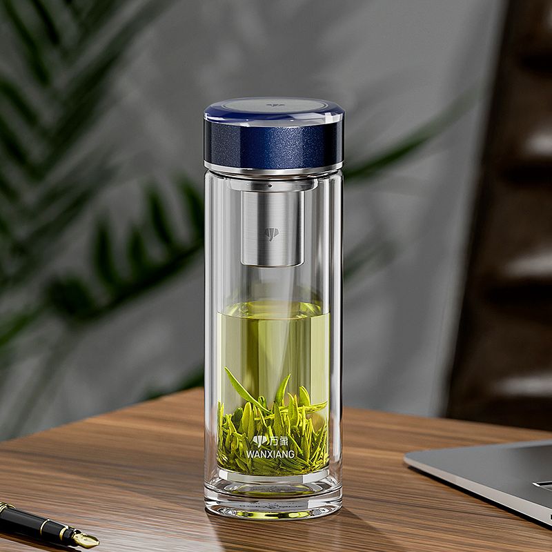 高端单双层玻璃杯加厚车载礼盒男士高档便携隔热男士玻璃杯