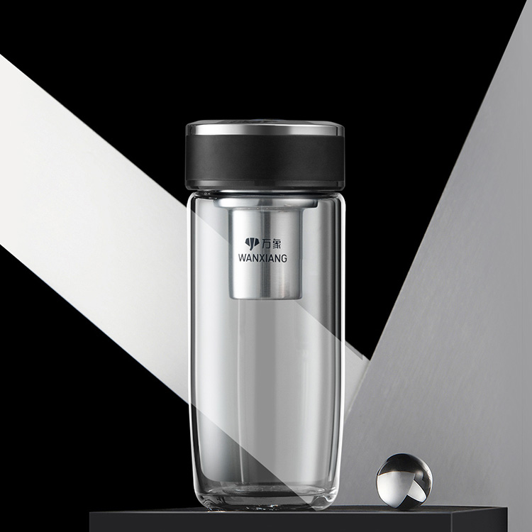 万象单双层玻璃杯弧形鹅蛋高端磨砂杯盖男女士过滤泡茶杯茶杯刻字