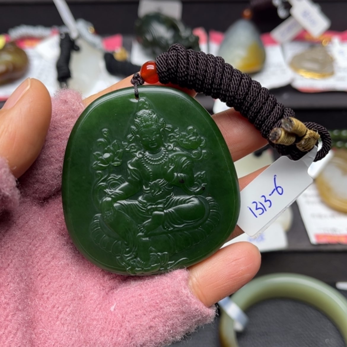 【闪购商品】和田玉挂件未镶嵌淡*！和田玉碧玉度母