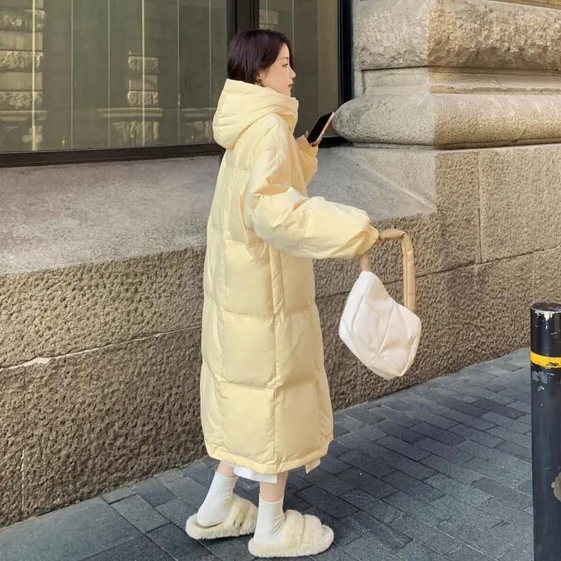 断码清仓羽绒服双11特卖奶fufu淡黄色羽绒羽绒服女中长款2023冬新