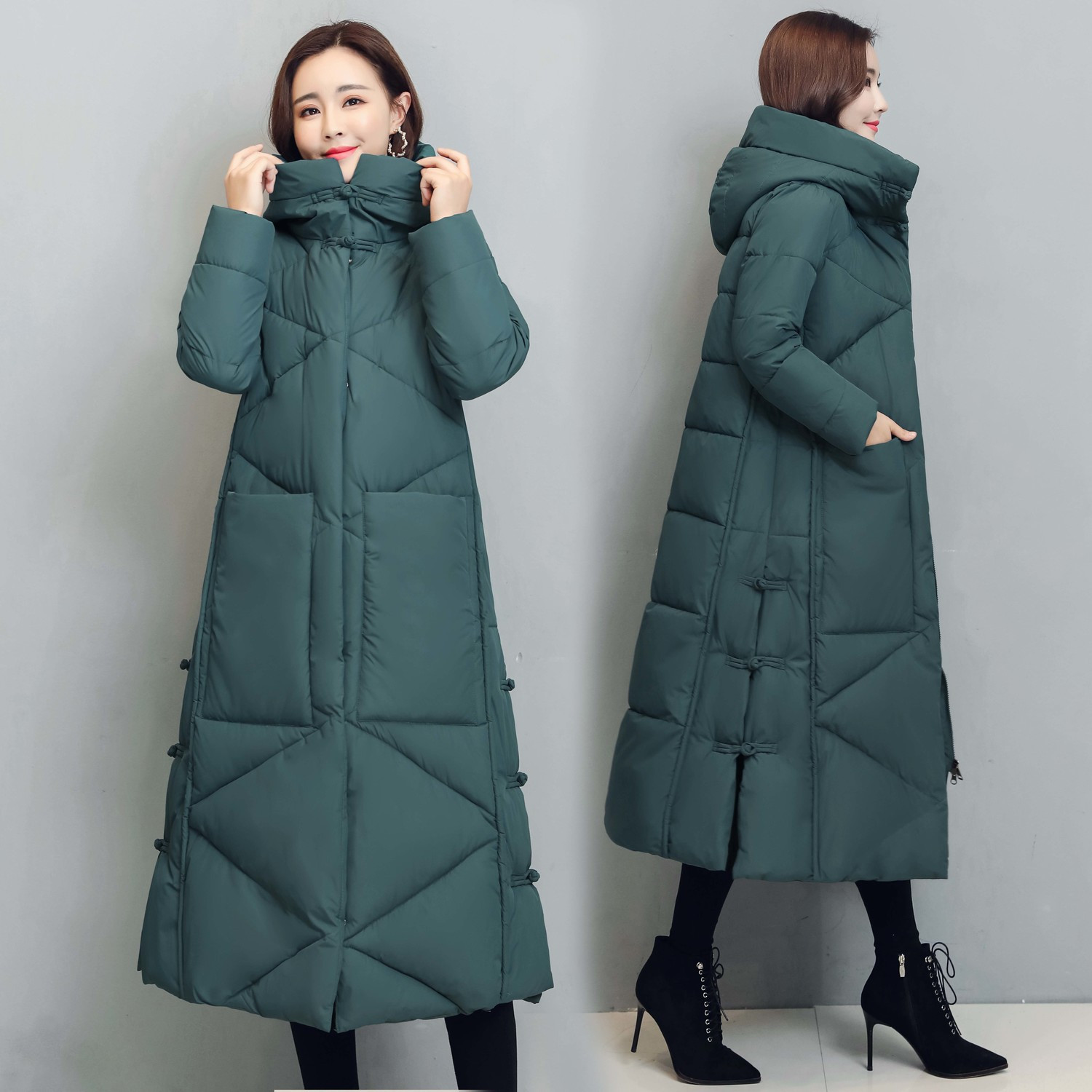 波斯登复古加厚羽绒羽绒服女2023冬季新款民族风宽松羽绒衣长款过