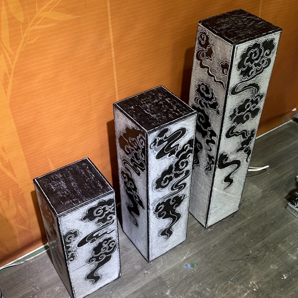 手工雕刻祥云柱落地精美庭院家居摆件