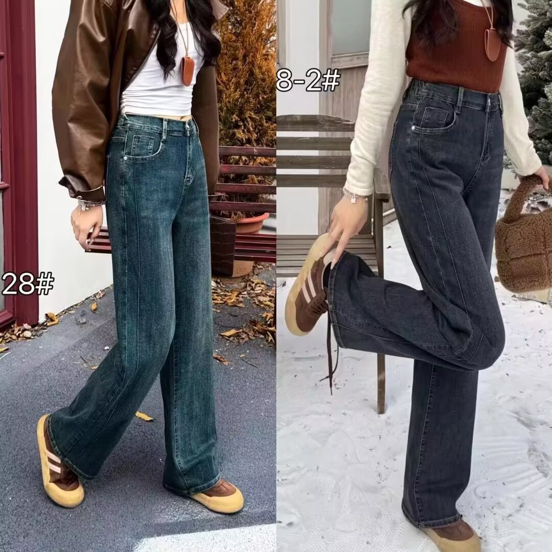 2025年冬季新款时尚百搭大码高腰显瘦休闲直筒拖地裤100—220斤