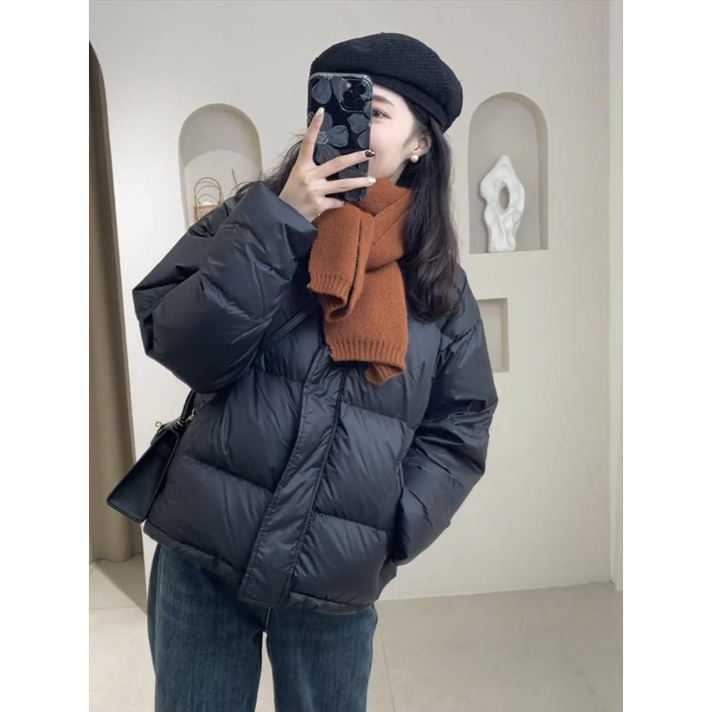 波司澄拉黑色羽绒服女短款2023冬季小个子加厚白鸭绒时尚休网红
