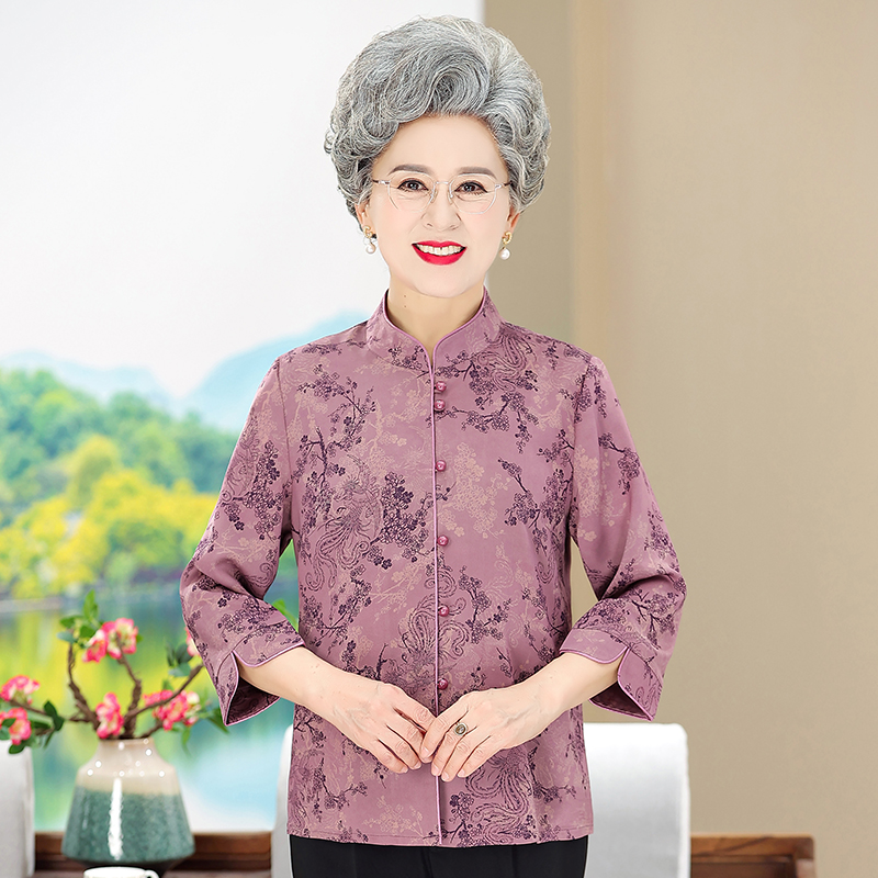 春秋长袖洋气夏季中年外套衬衫女装妈妈装衬衣常熟新中式奶奶装