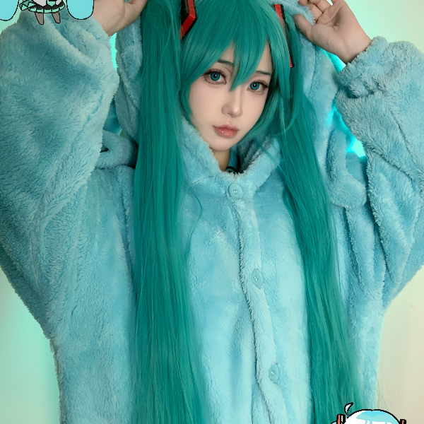 初音冬季新款少女加绒加厚睡衣女珊瑚绒软妹外穿睡袍家居服套装
