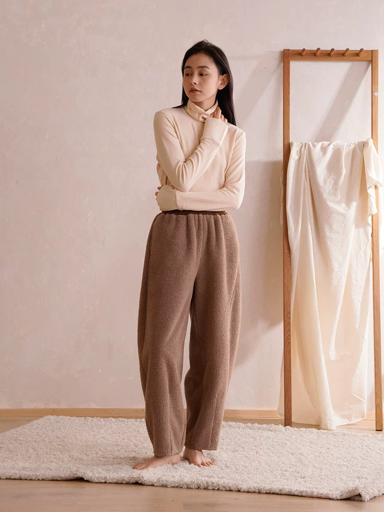 242-059朵朵可可睡衣女2024秋冬新款云朵绒加厚宽松保暖单裤单品