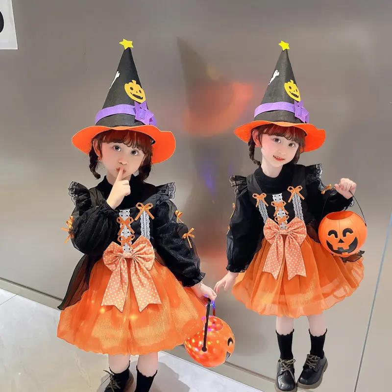 万圣节儿童服装女孩女巫cos服女童秋冬洋装生日罗莉塔公主裙子