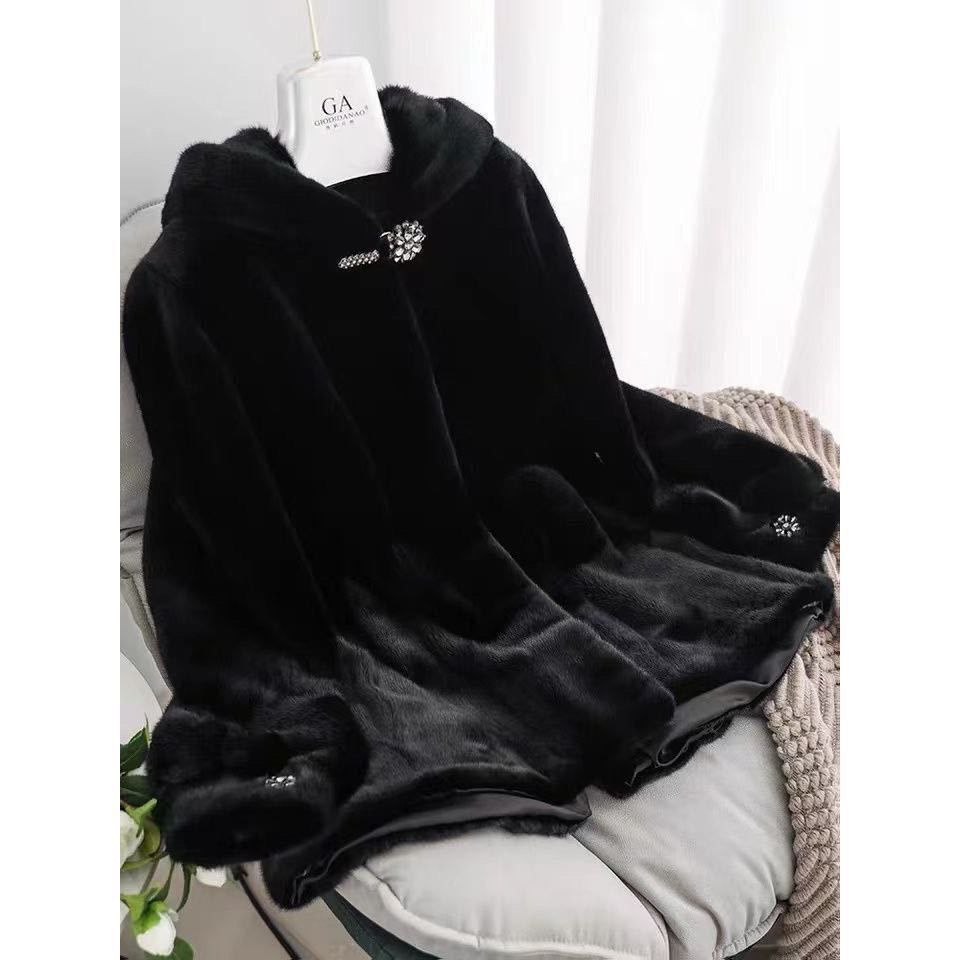 外套大衣时尚黑色连帽保暖女士以直播间实物为准